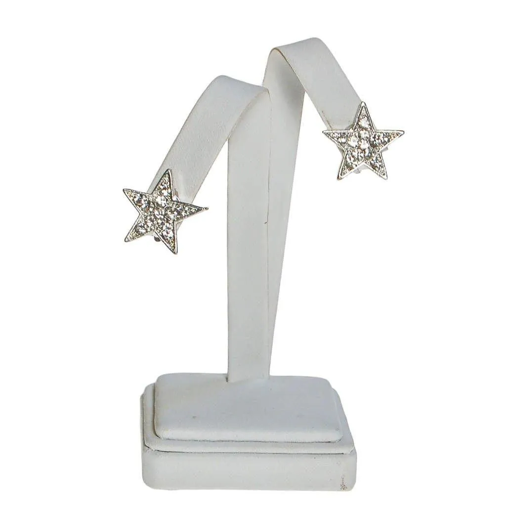 Rhinestone Star Clip On Earrings