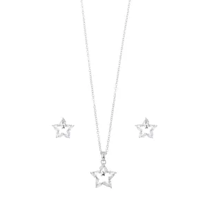 Rhodium Plated Cubic zirconia Necklace and Earring Set S288
