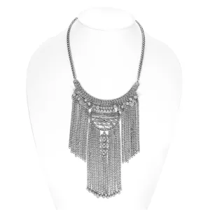 RHODIUM TASSEL  NECKLACES #SQ196-5499RH (LA12)