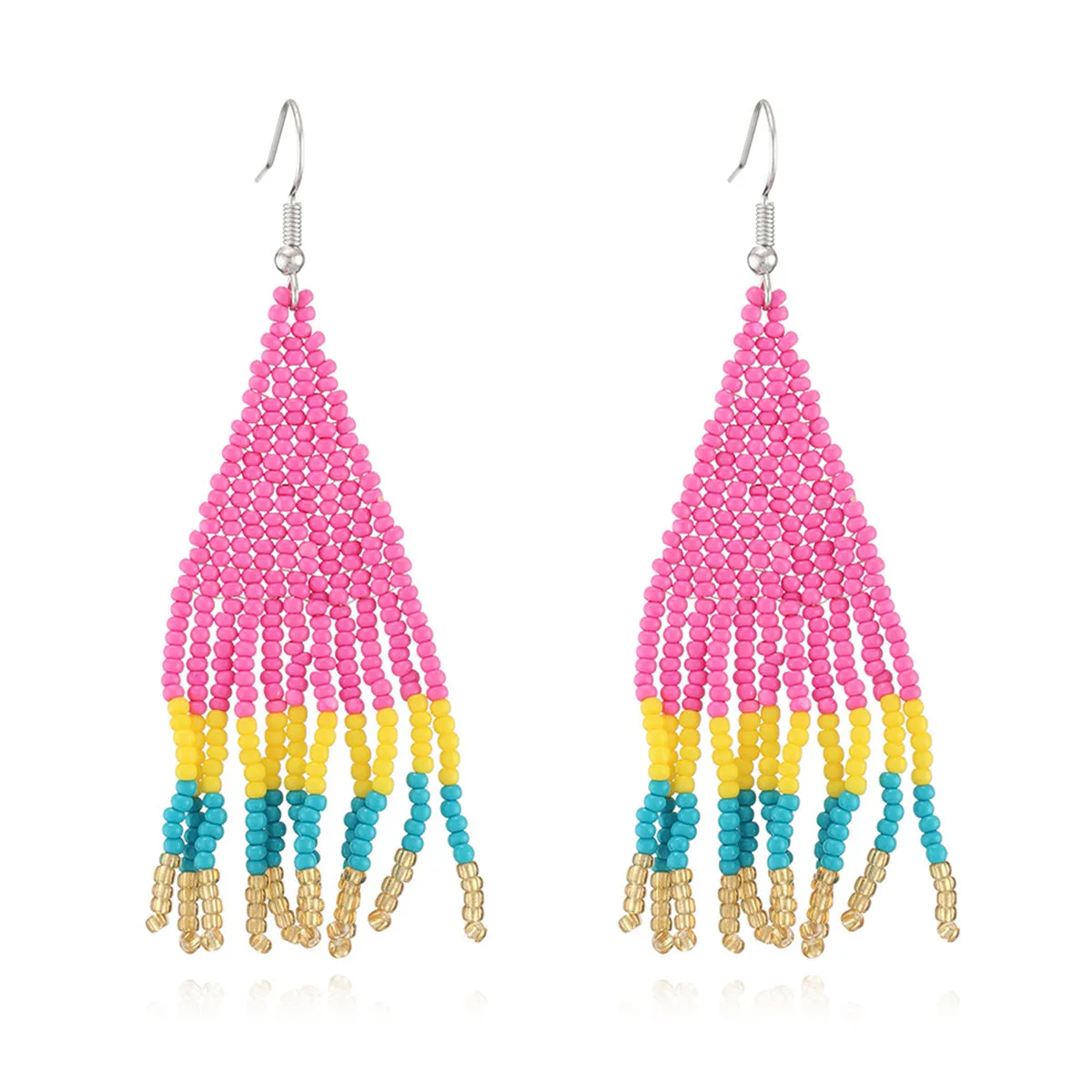 Rose & Teal Howlite Tassel Drop Earrings