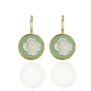 Rose Cameo Drop Earrings