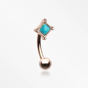 Rose Gold Bohemian Turquoise Bead Curved Barbell