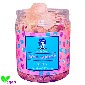 ROSE QUARTZ 8 oz - Himalayan Salt Bath Crystals and Rose Petal Bath Soak - Posh Goth