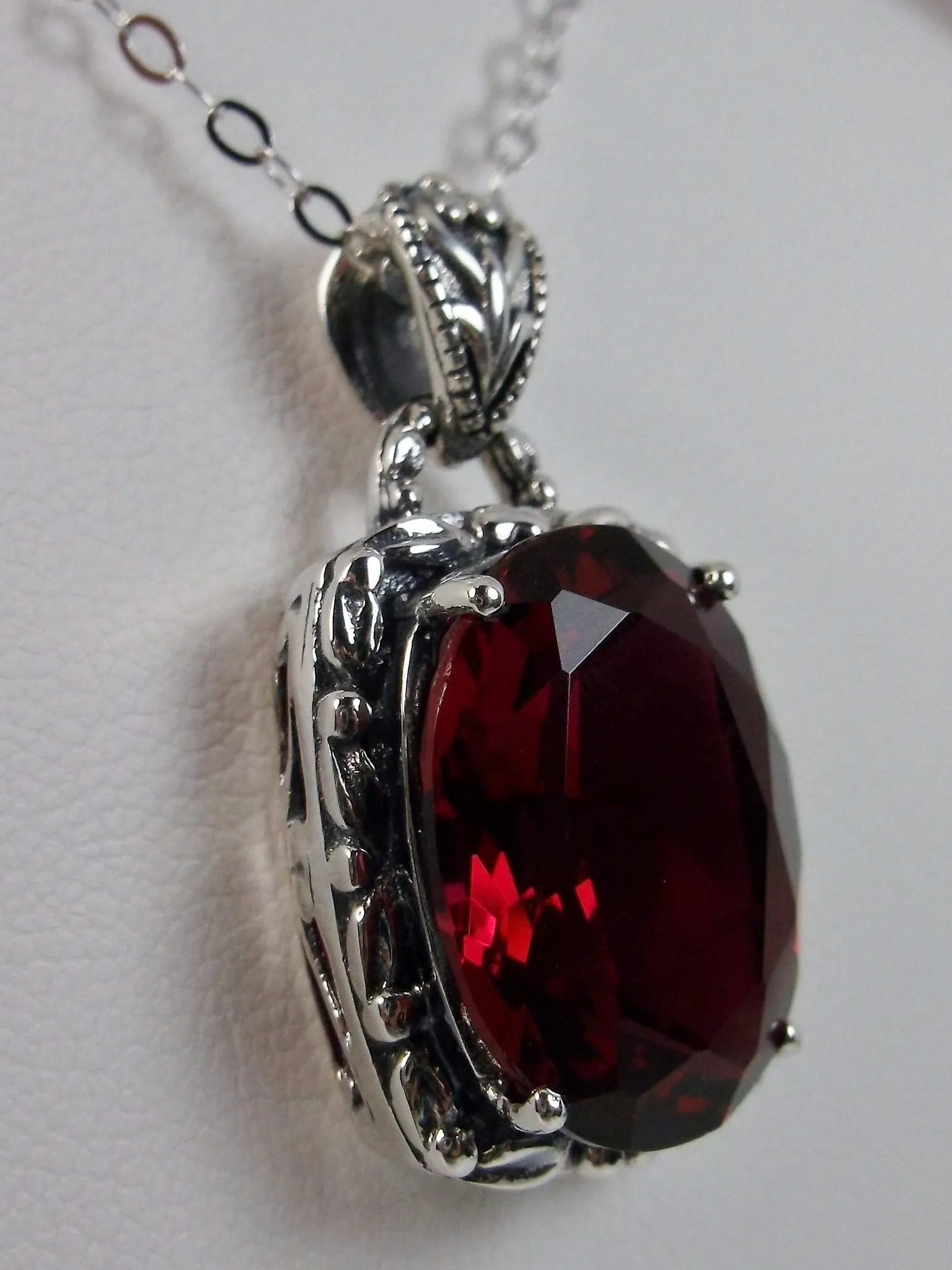 Ruby Pendant, Art Nouveau Necklace #P120