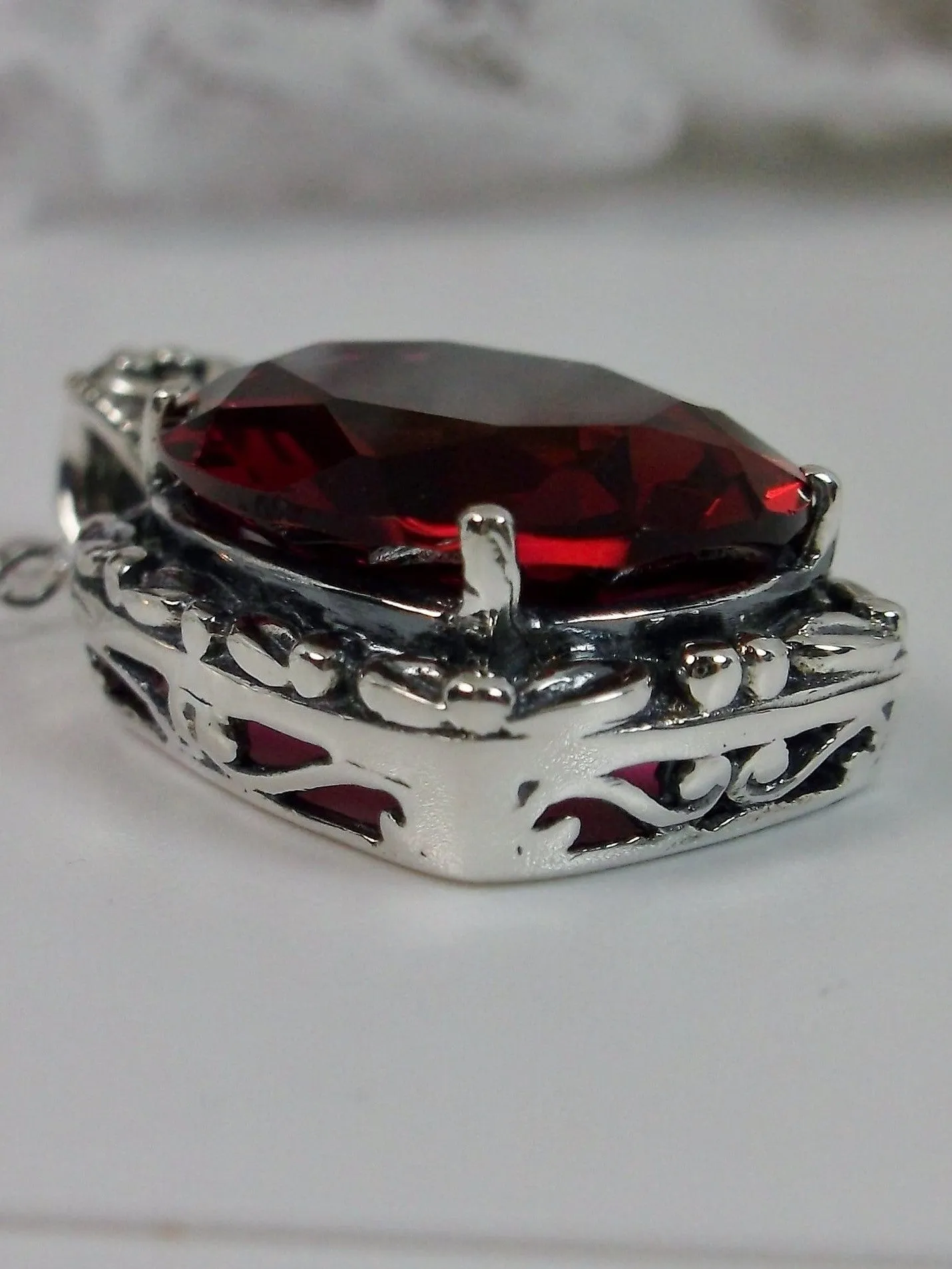 Ruby Pendant, Art Nouveau Necklace #P120