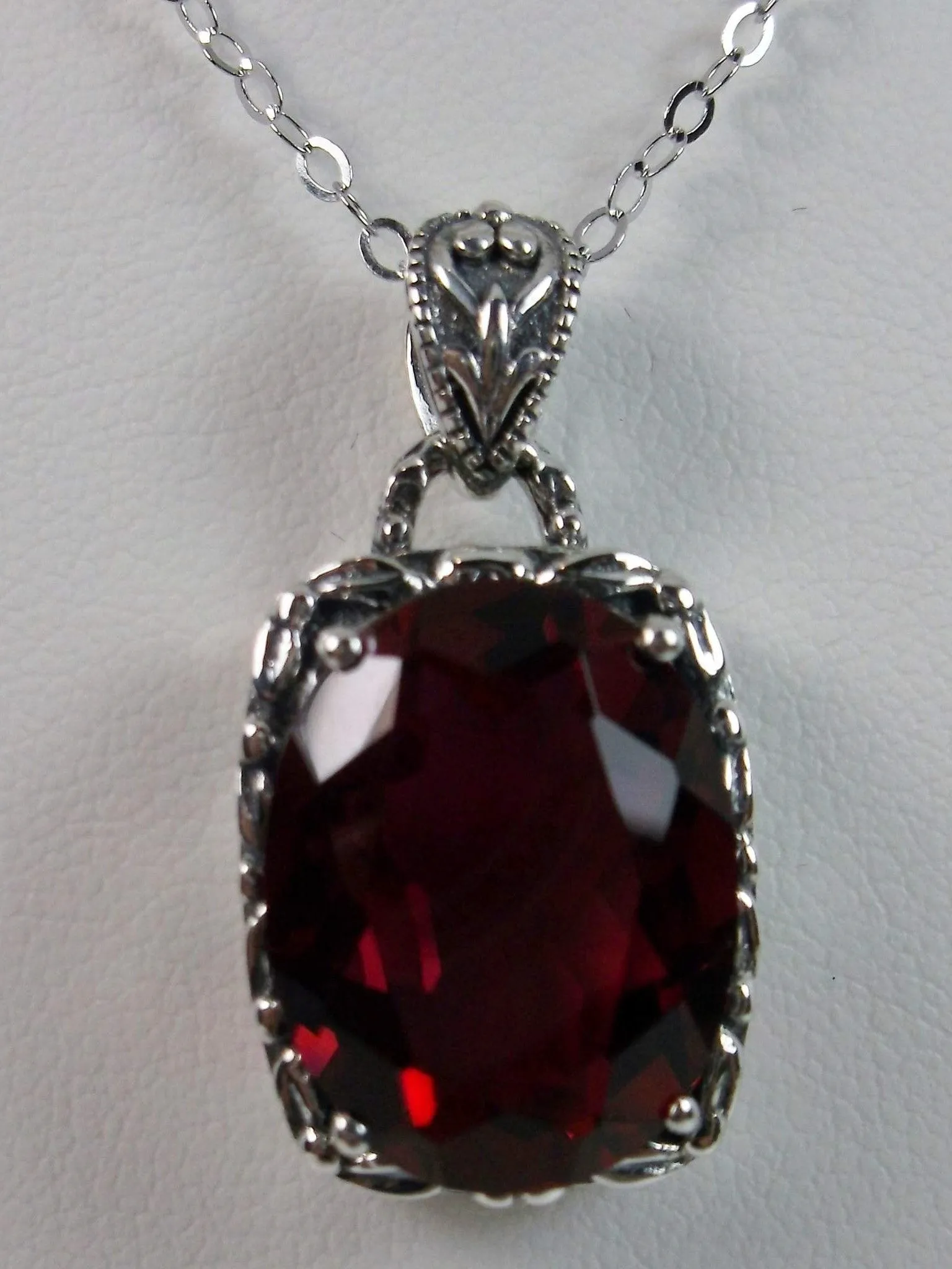 Ruby Pendant, Art Nouveau Necklace #P120