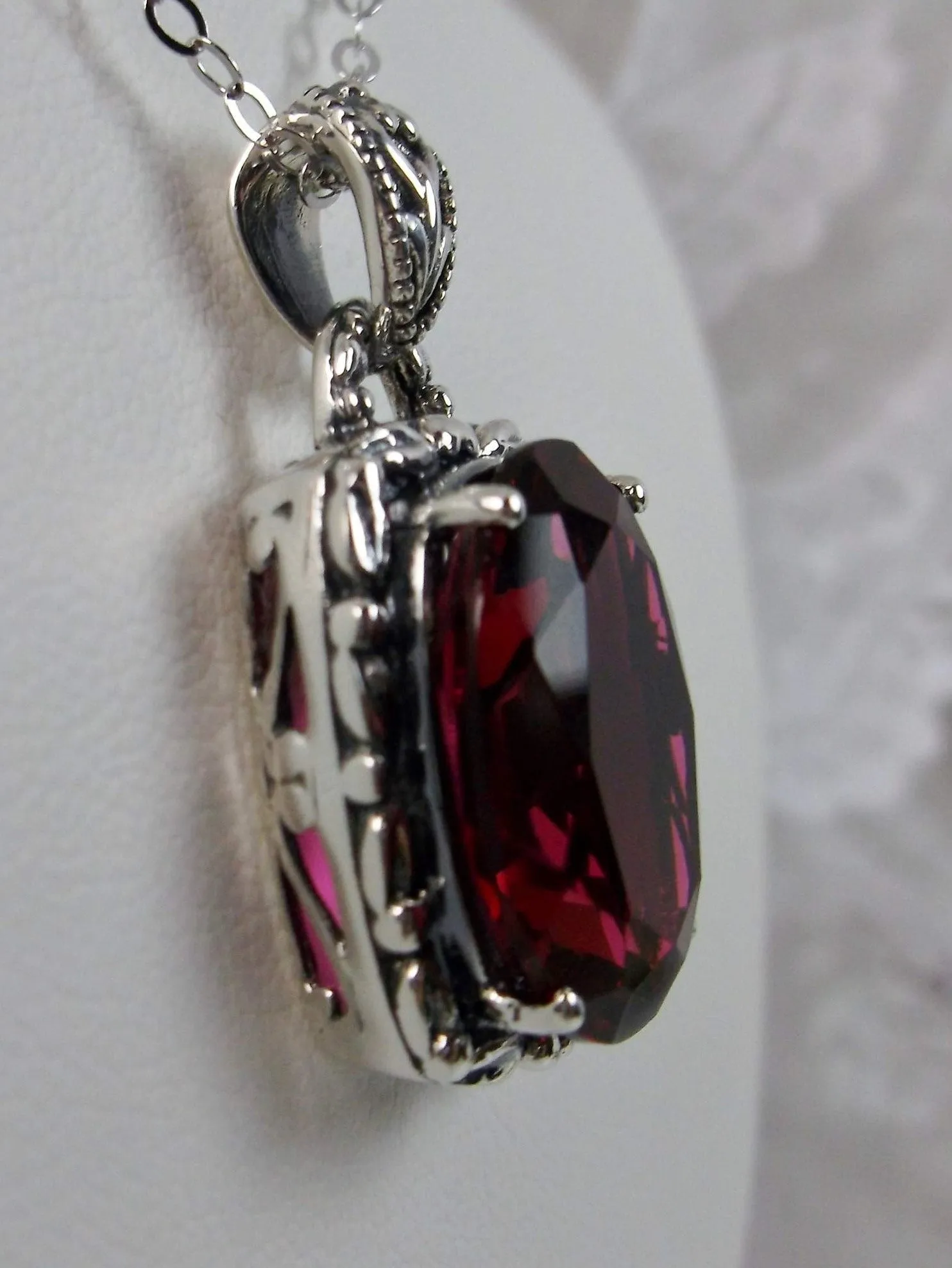 Ruby Pendant, Art Nouveau Necklace #P120