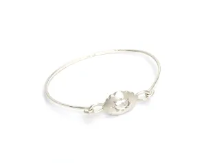 Scallop Oval Bracelet in Argentium Sterling Silver with Arkansas Quartz