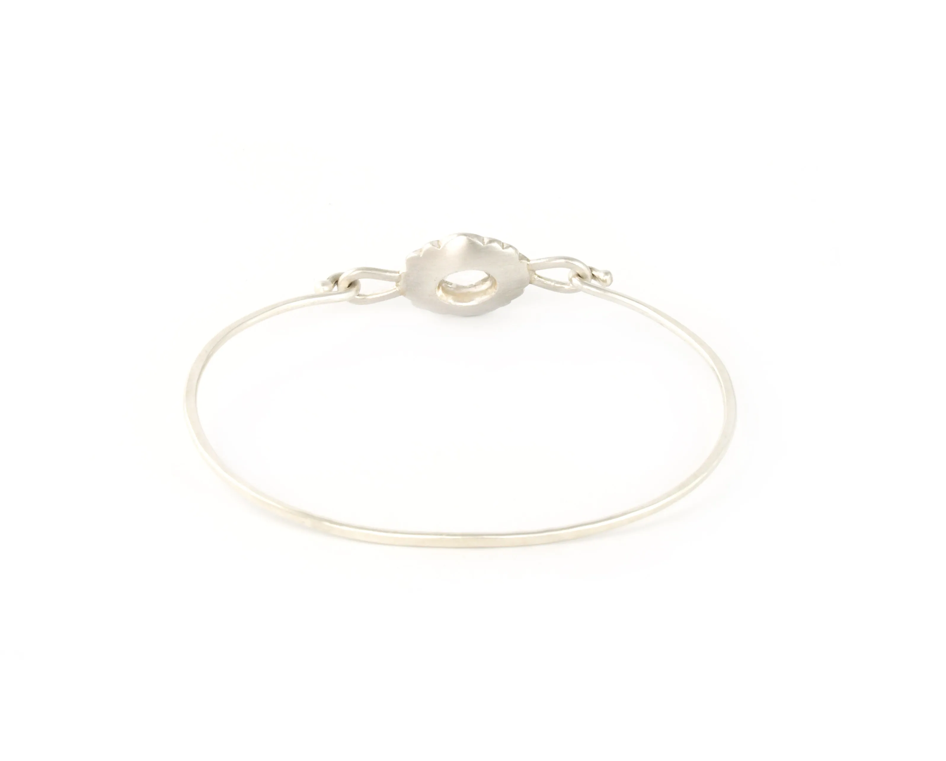 Scallop Oval Bracelet in Argentium Sterling Silver with Arkansas Quartz