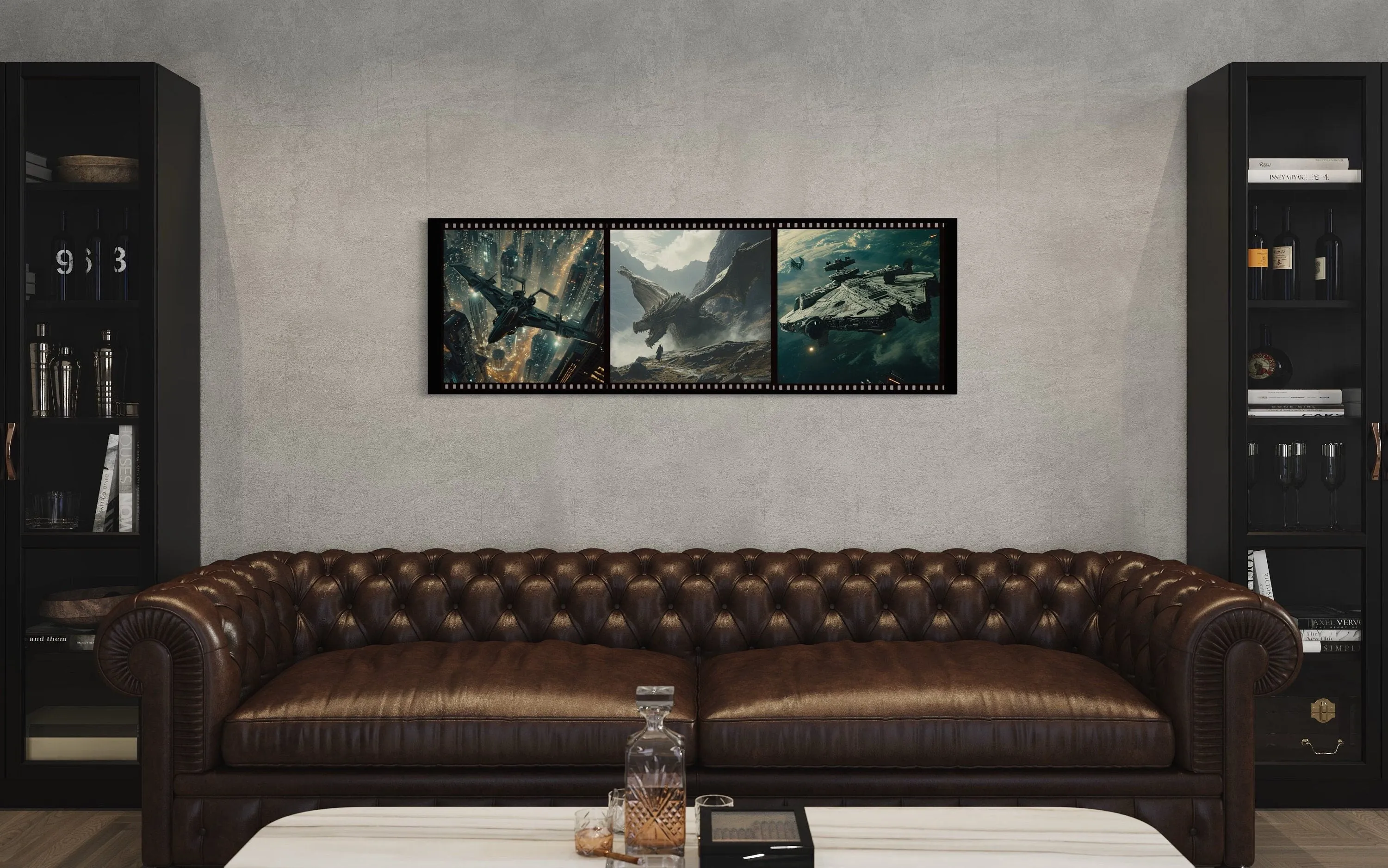 Sci Fi Futuristic Movies Collage Framed Canvas Wall Art For Home Cinema