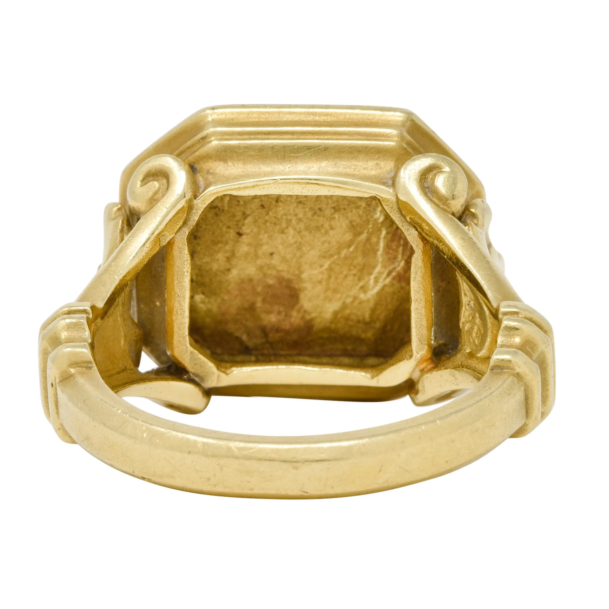 SeidenGang 1980s 18 Karat Yellow Gold Greek Hermes Unisex Vintage Signet Ring