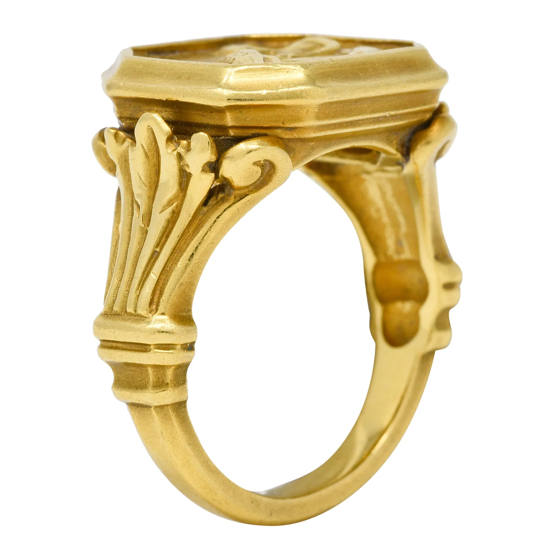 SeidenGang 1980s 18 Karat Yellow Gold Greek Hermes Unisex Vintage Signet Ring