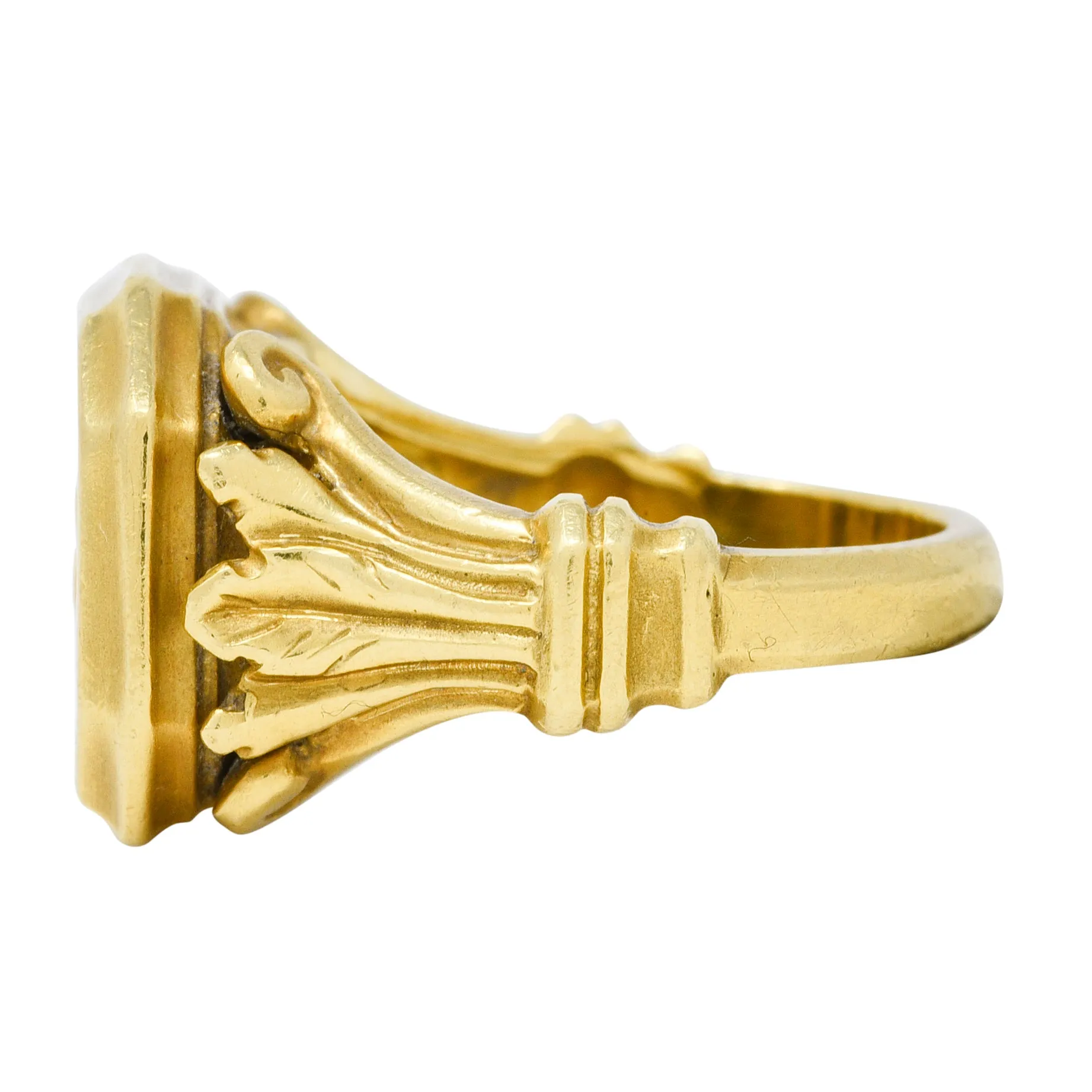 SeidenGang 1980s 18 Karat Yellow Gold Greek Hermes Unisex Vintage Signet Ring