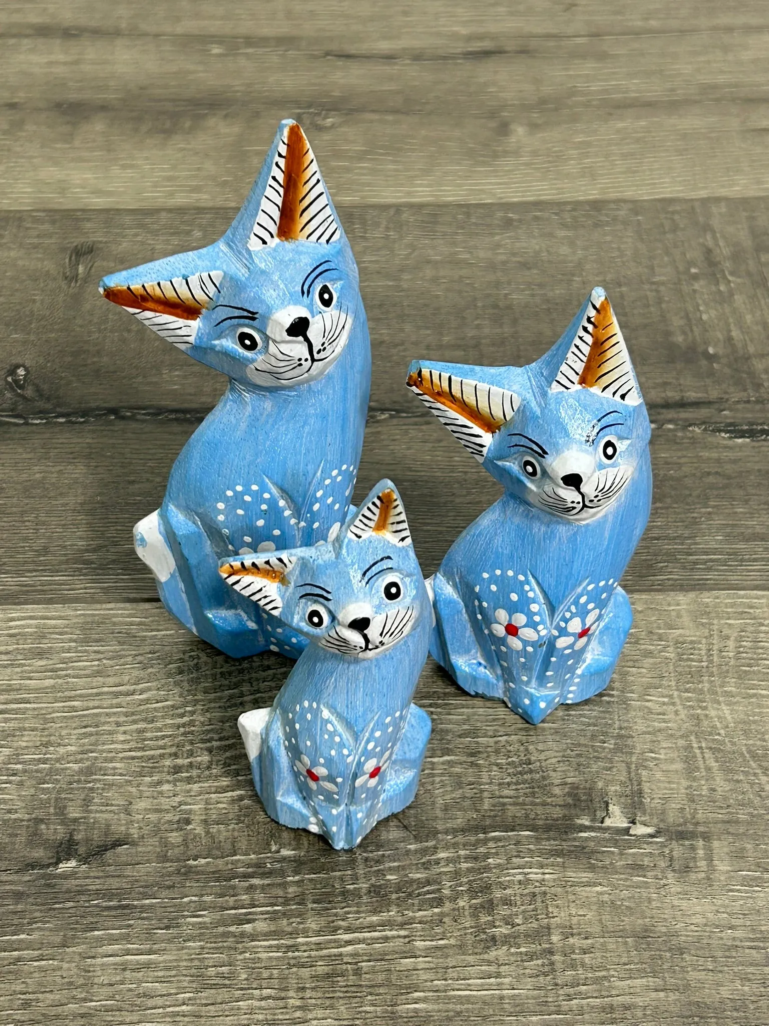 Set of 3 Blue Cats
