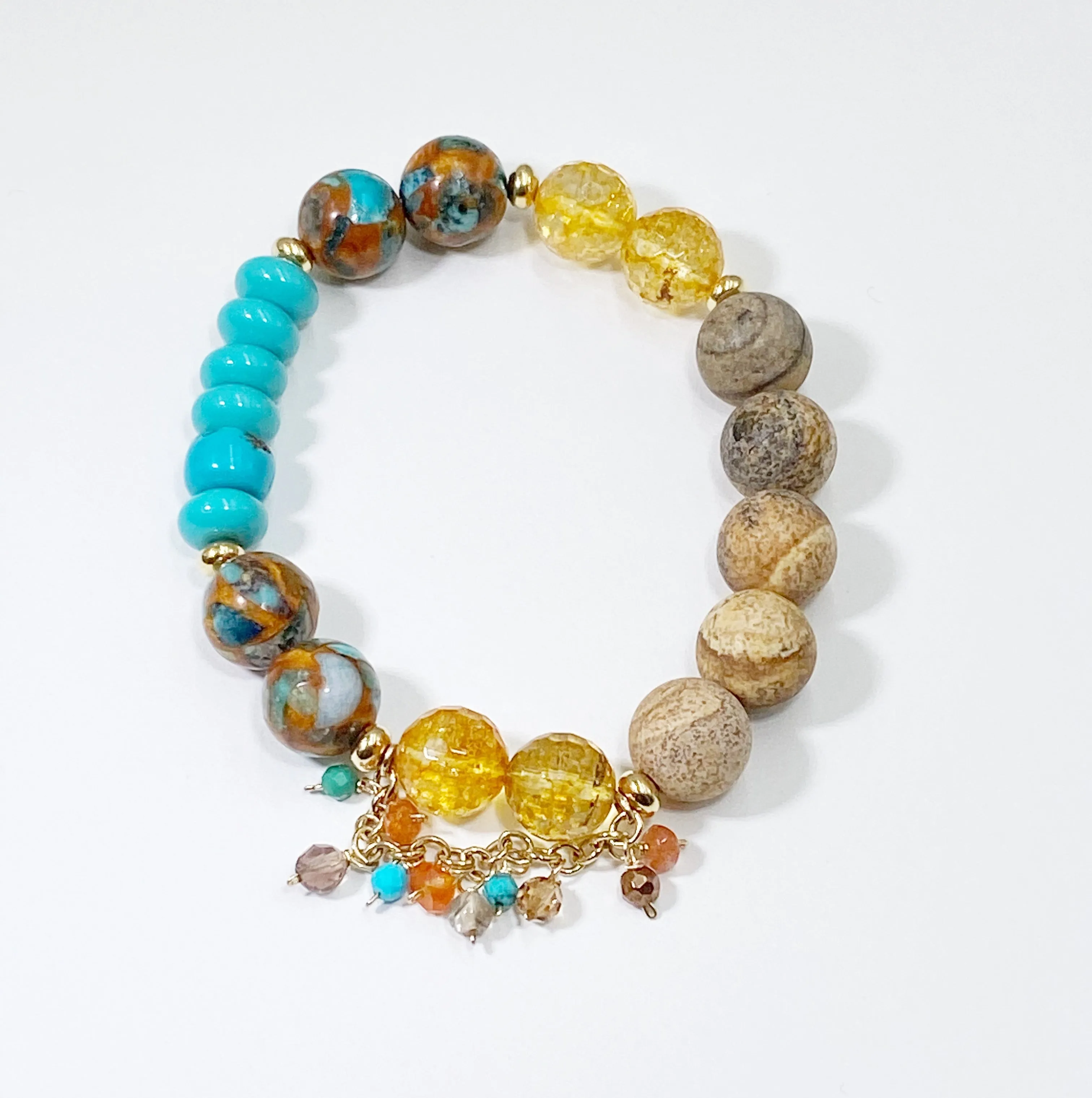 Set of Three Earth Tones Turquoise Stretch Bracelets