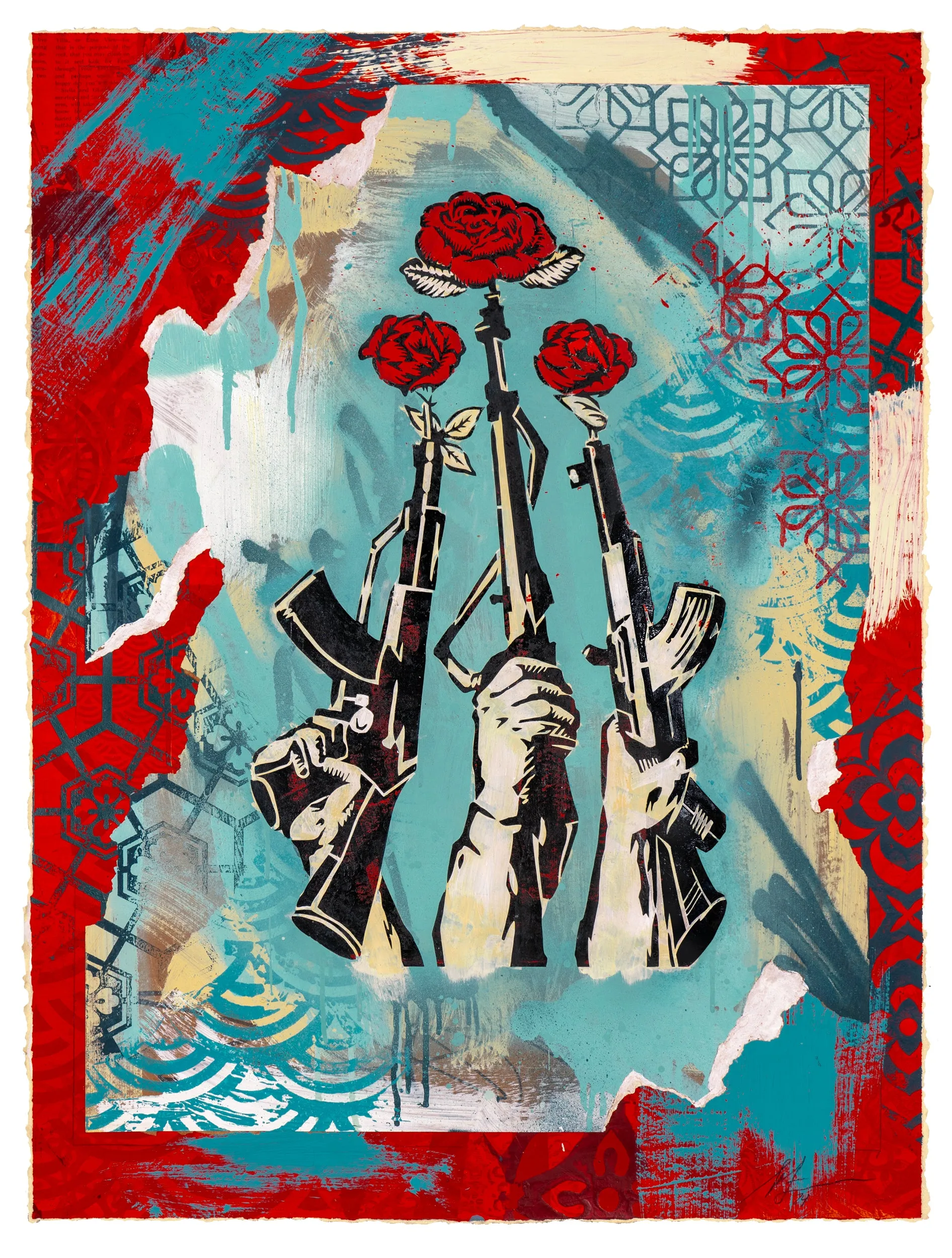 Shepard Fairey | Guns and Roses (Red/Blue)