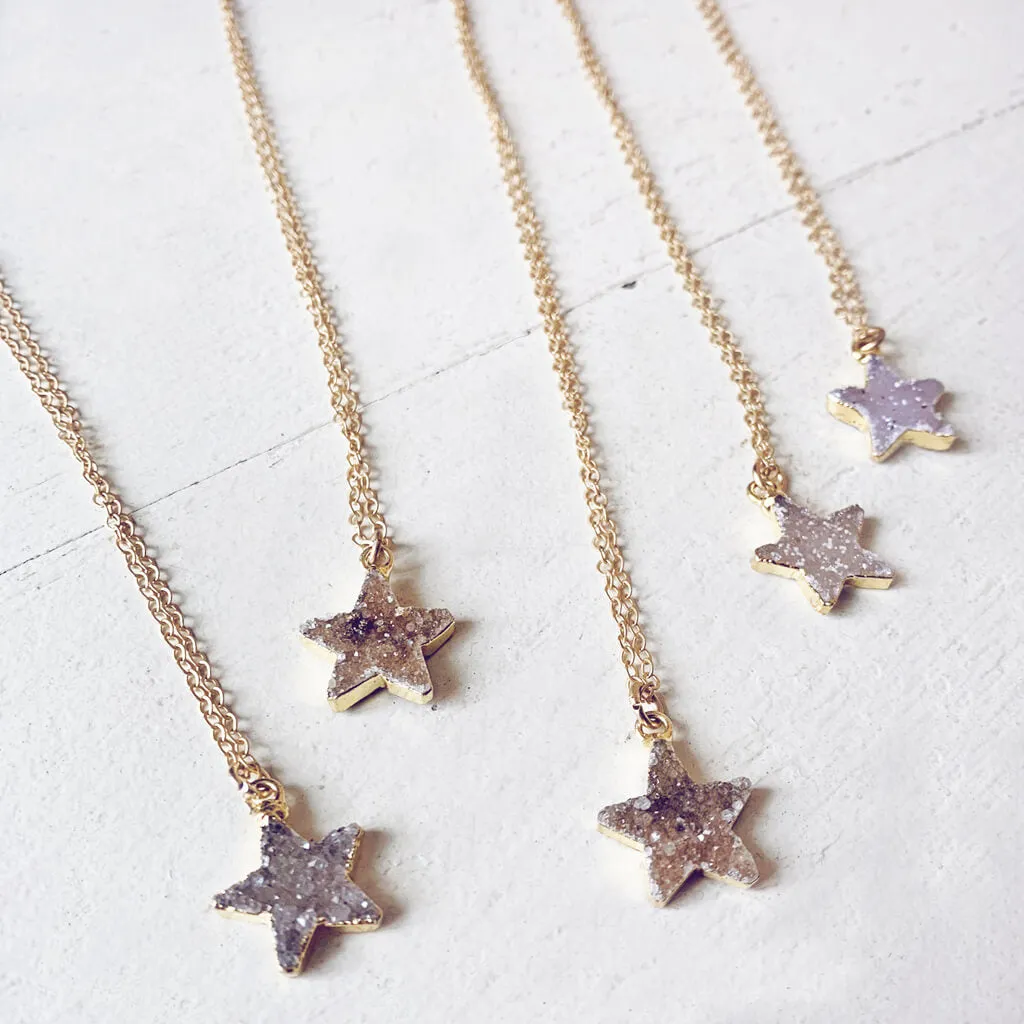 shooting star // simple druzy star pendant necklace