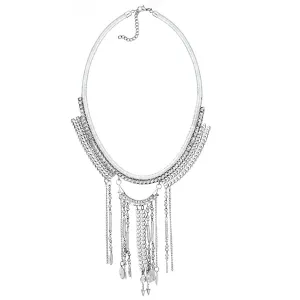 SILVER CHARM TASSEL NECKLACES #NKI-46024 (TH12)