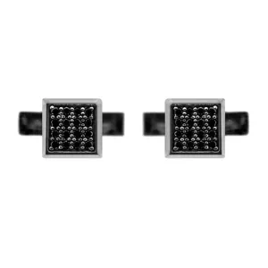 Silver Cuadrado Cufflinks Black Diamonds