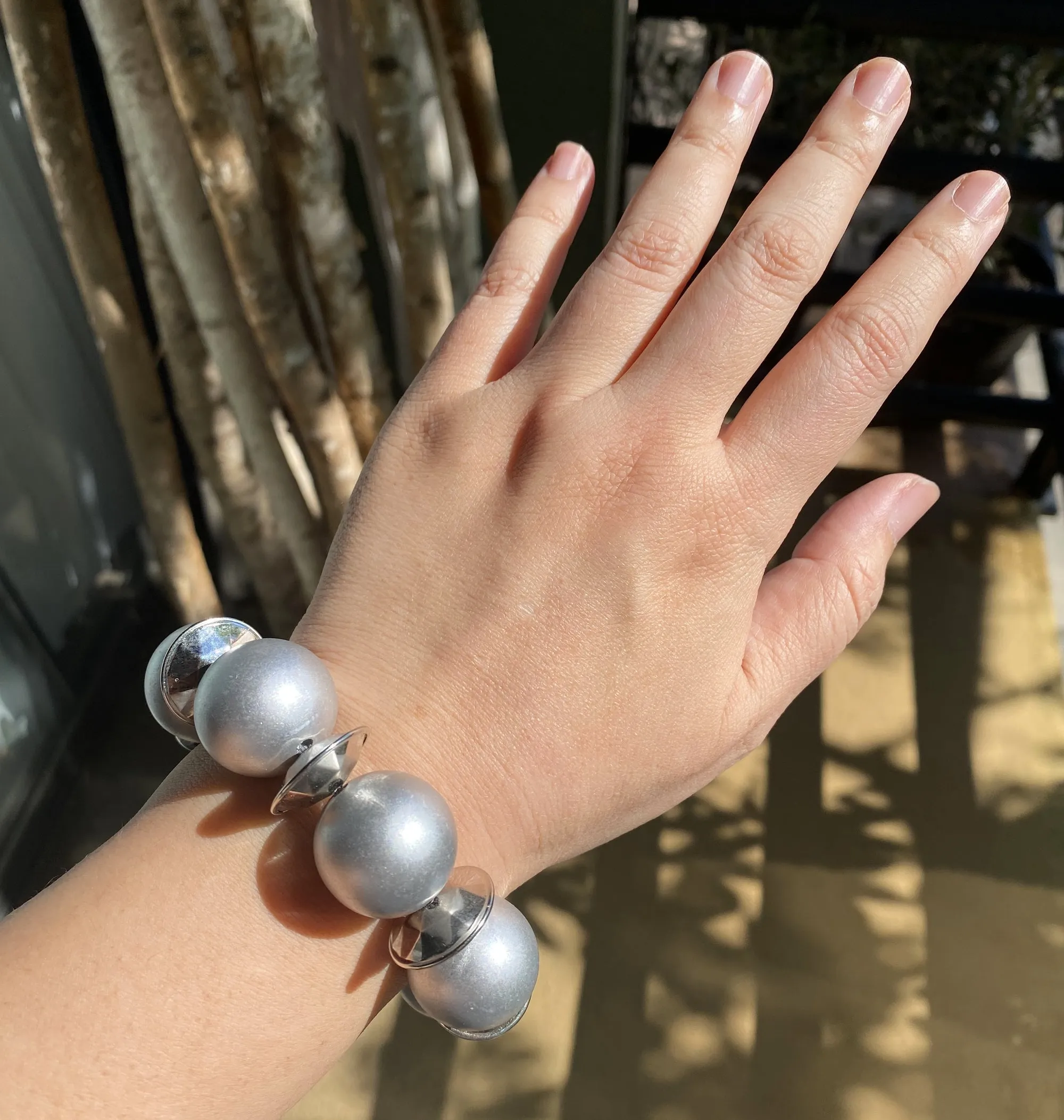 Silver kimoyo bead bracelet