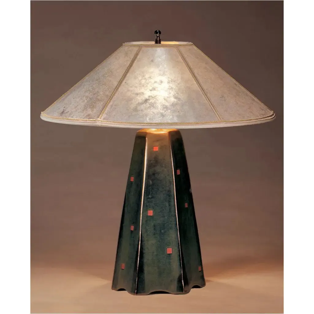 Six Sided Onyx Glazed Ceramic Table Lamp Hopewell Collection with Silver Mica Shade by Jim Webb
