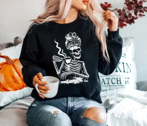 Skeleton Coffee Halloween Sweatshirt