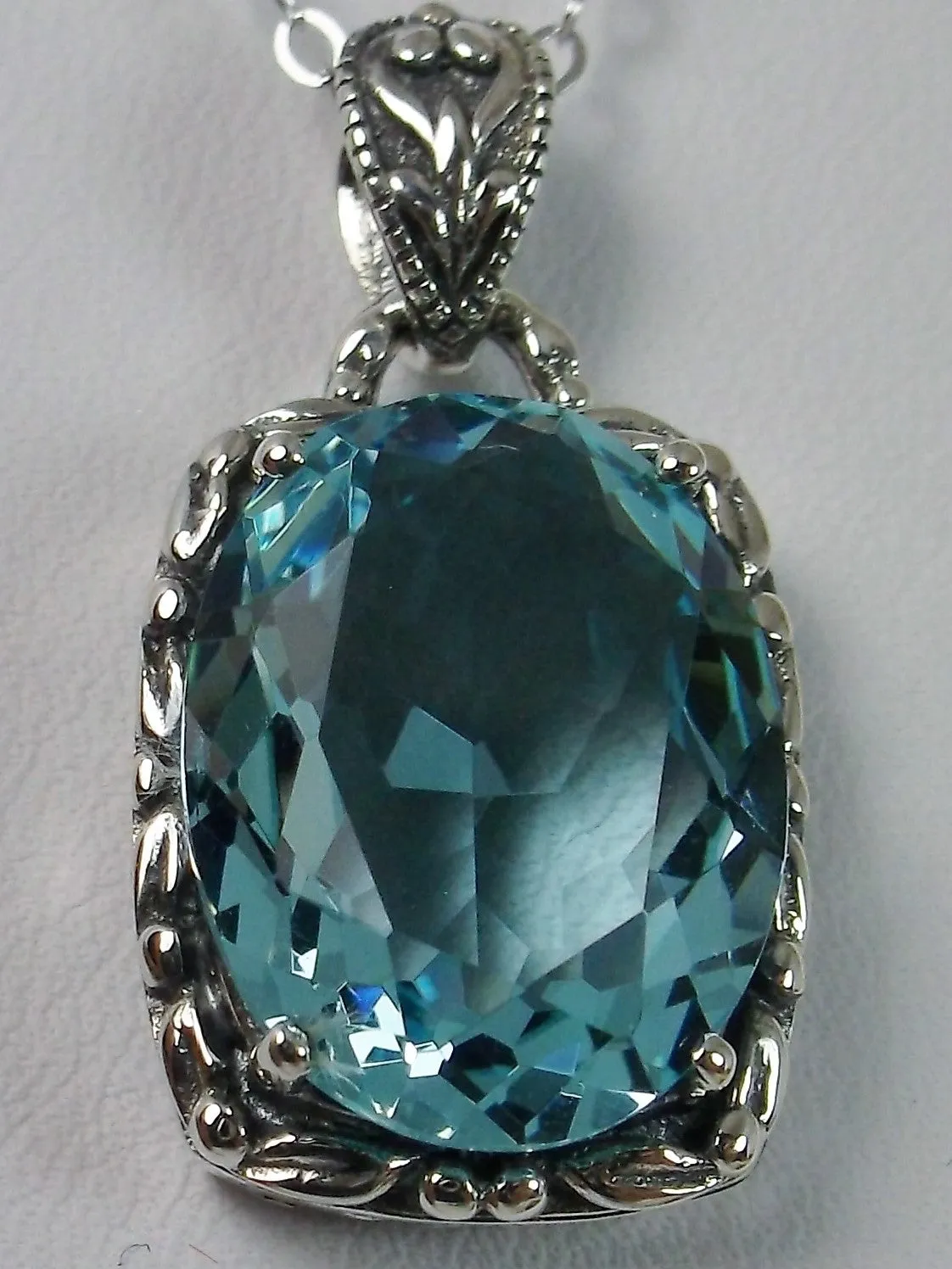 Sky Blue Pendant, Art Nouveau Necklace #P120