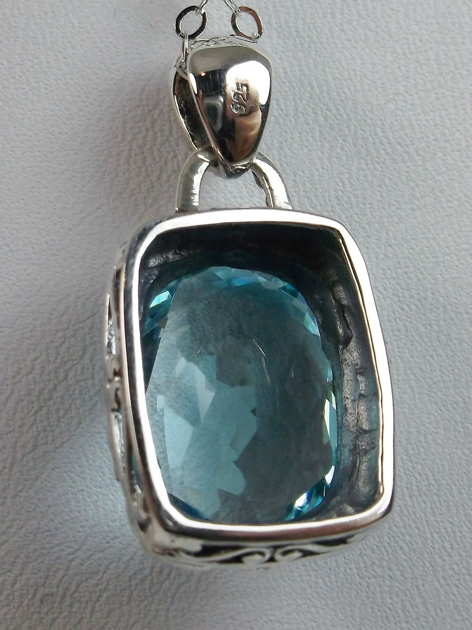 Sky Blue Pendant, Art Nouveau Necklace #P120