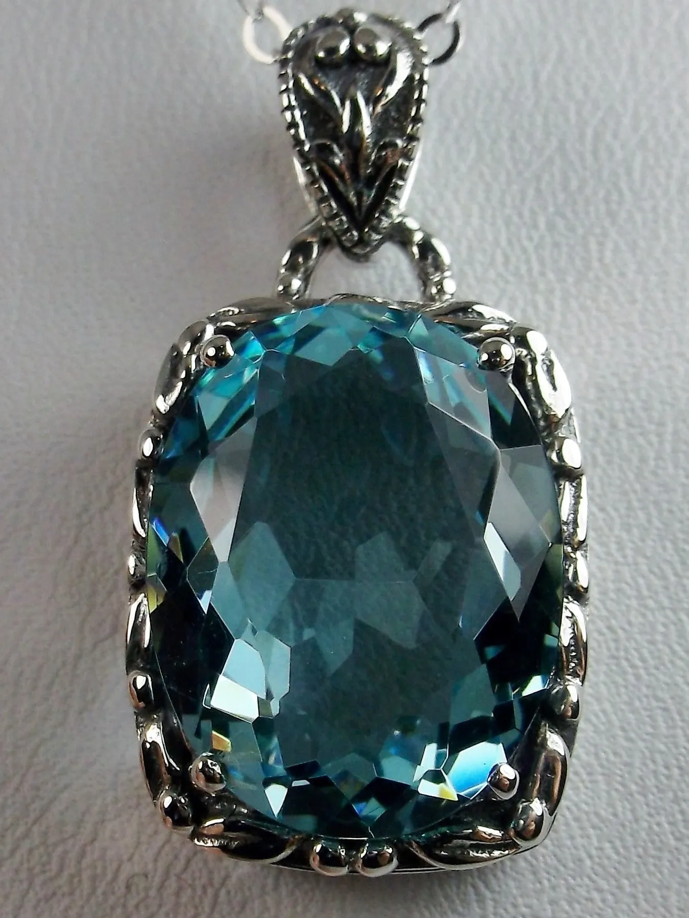 Sky Blue Pendant, Art Nouveau Necklace #P120