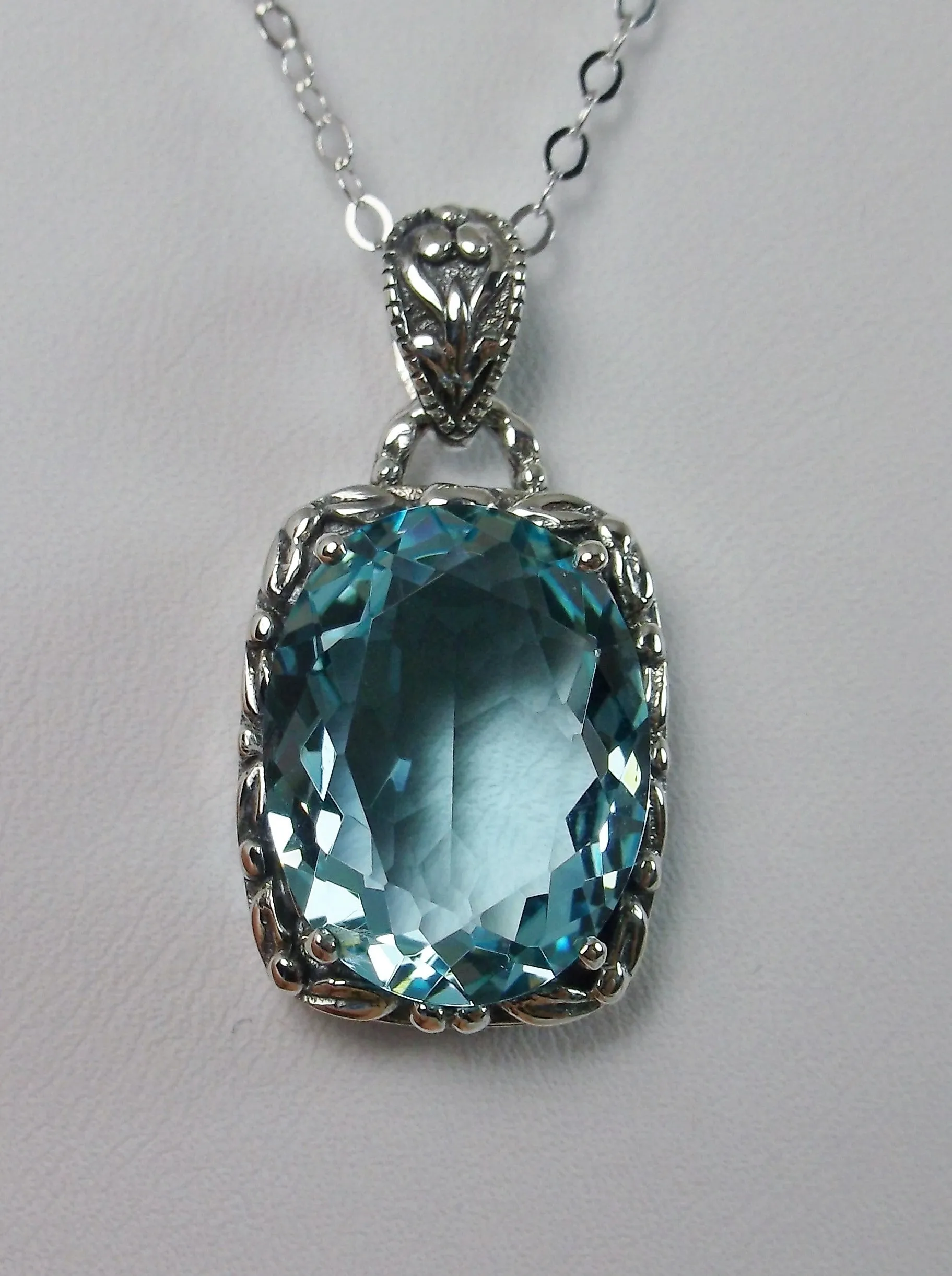Sky Blue Pendant, Art Nouveau Necklace #P120