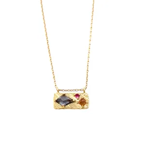 small collage necklace - orange sapphire   pink sapphire   spinel