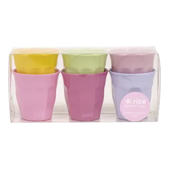 Small Melamine Curved Cups - 6 Pack Assorted Colors by RICE
