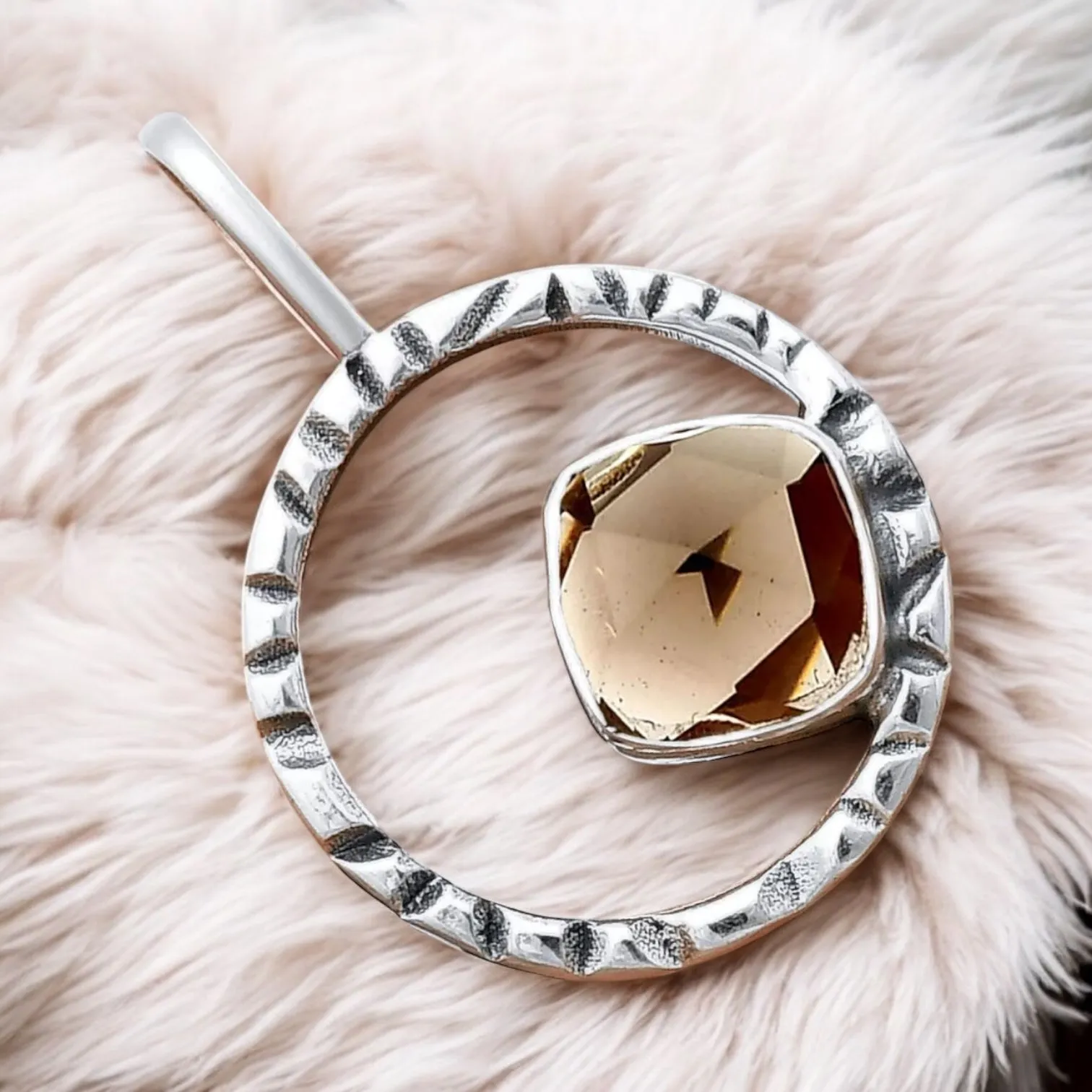 Smoky Topaz Solid 925 Sterling Silver Pendant