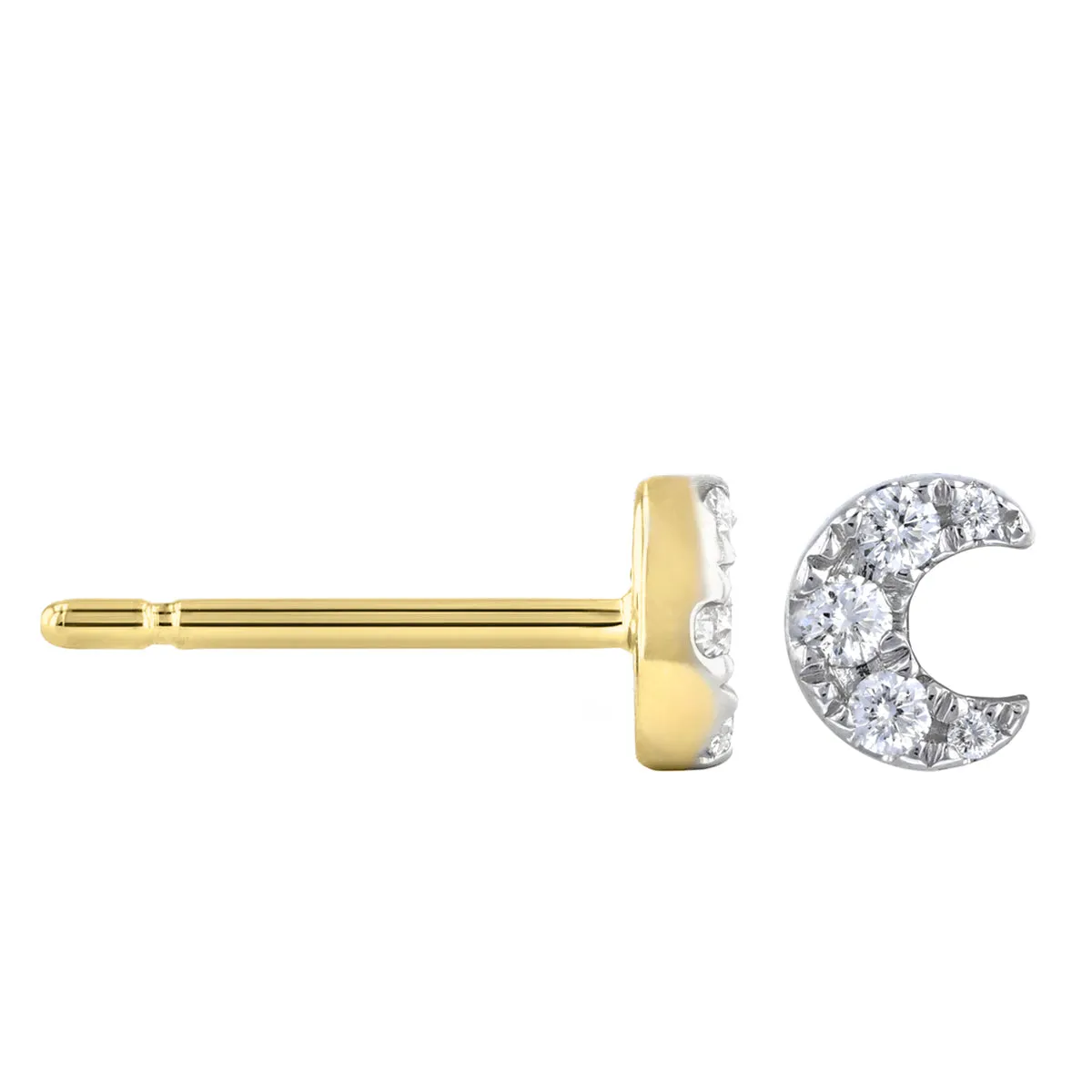 Soleil Collection 0.10ct Crescent Moon Stud Earrings | 9K Yellow Gold