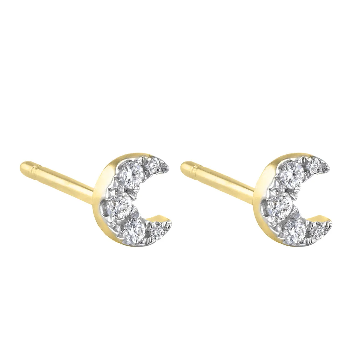 Soleil Collection 0.10ct Crescent Moon Stud Earrings | 9K Yellow Gold