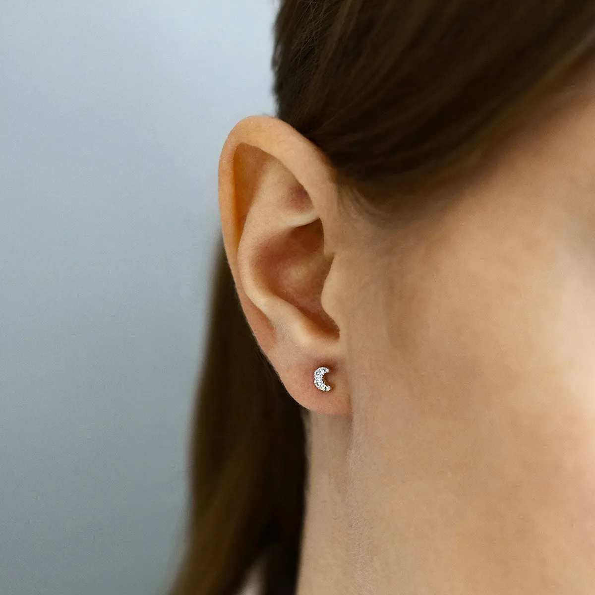 Soleil Collection 0.10ct Crescent Moon Stud Earrings | 9K Yellow Gold