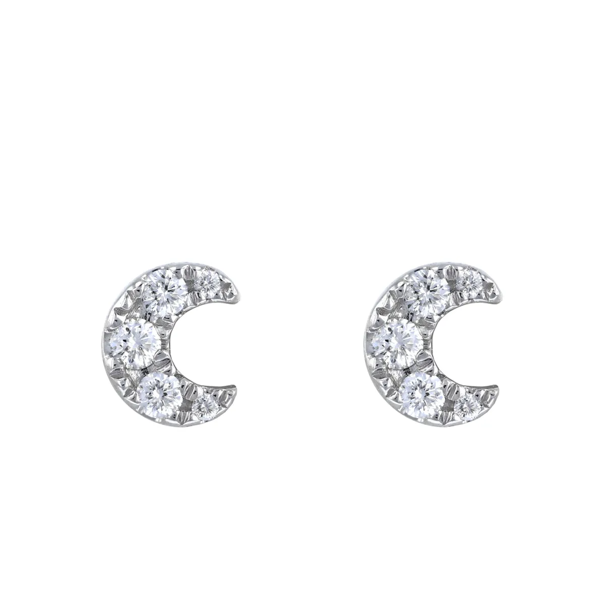 Soleil Collection 0.10ct Crescent Moon Stud Earrings | 9K Yellow Gold