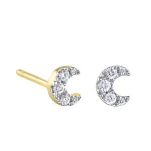 Soleil Collection 0.10ct Crescent Moon Stud Earrings | 9K Yellow Gold