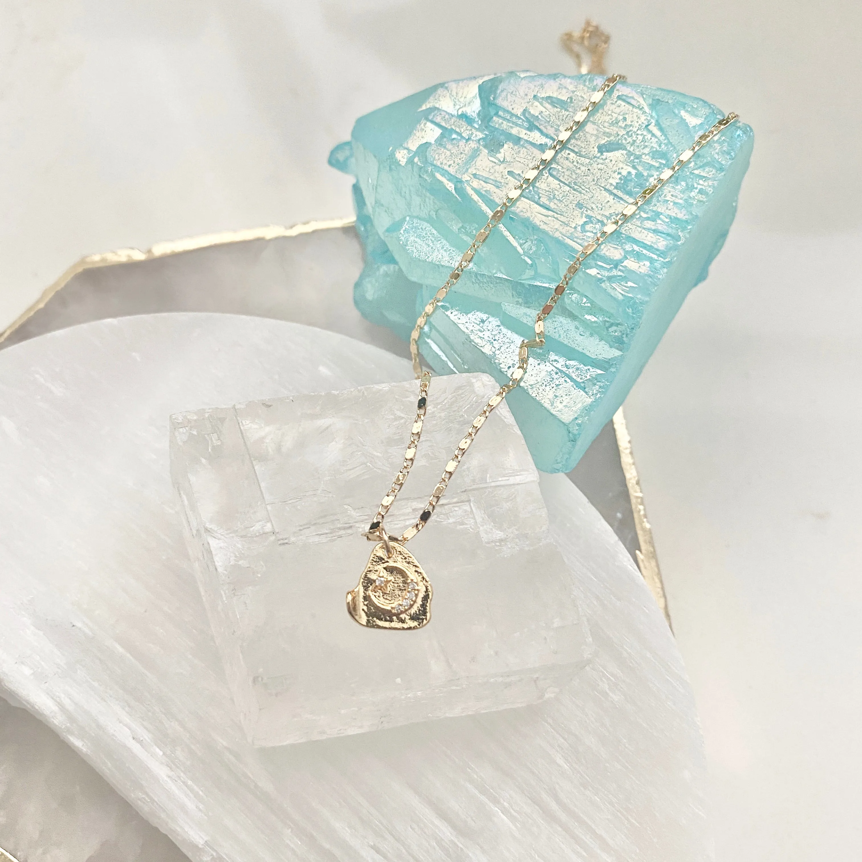 Sonia Stamped Mini Moon Necklace