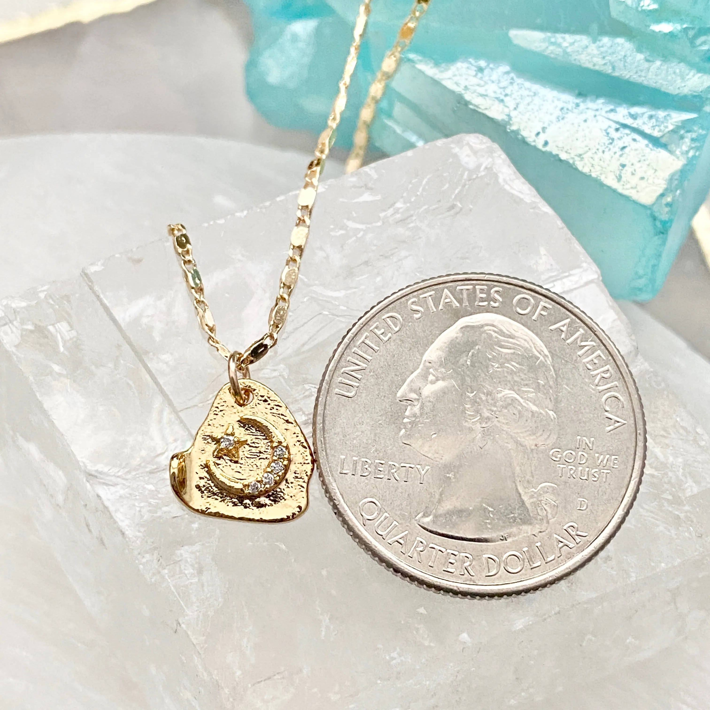 Sonia Stamped Mini Moon Necklace