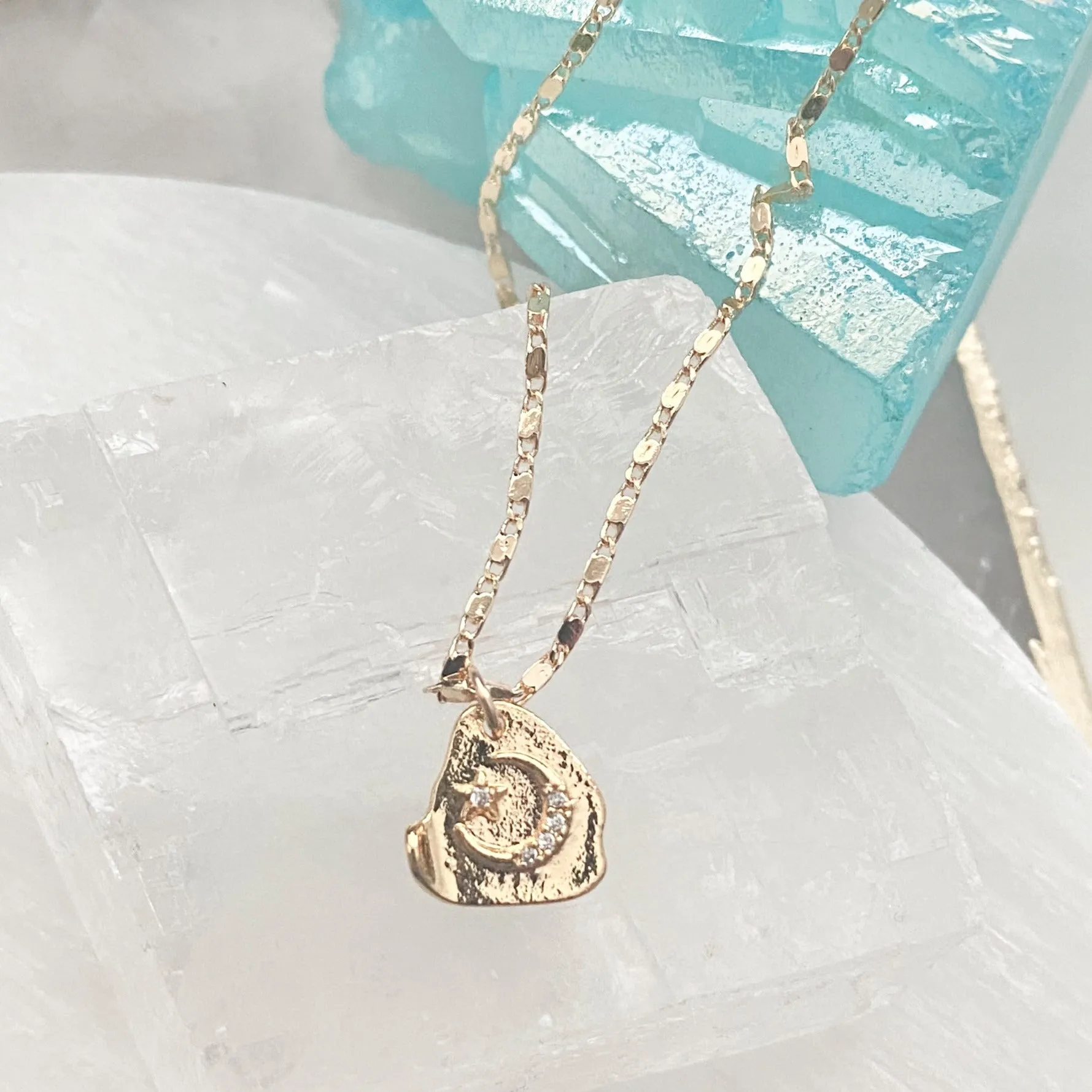 Sonia Stamped Mini Moon Necklace