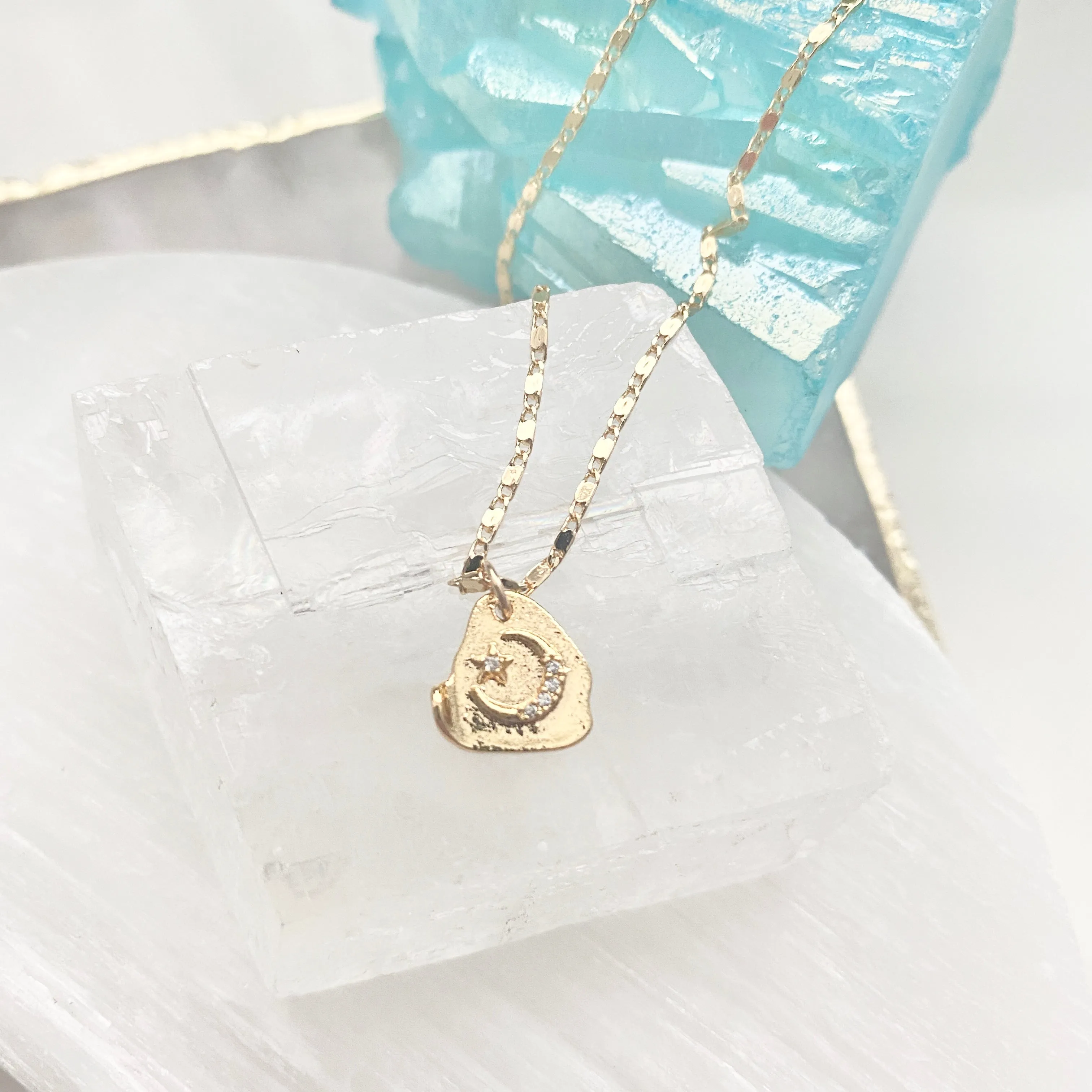 Sonia Stamped Mini Moon Necklace