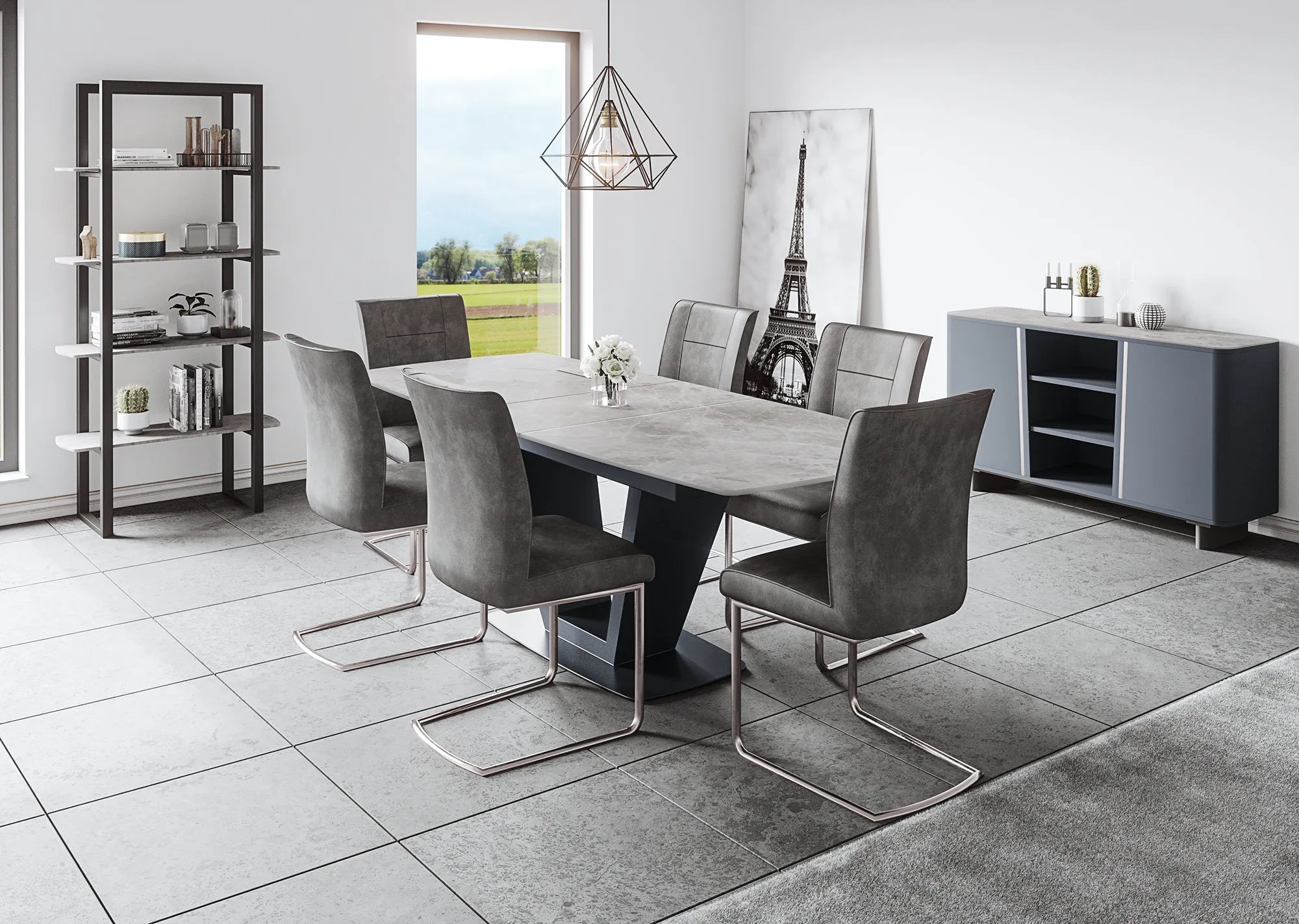 Sorrento Sintered Stone Light Grey Sideboard