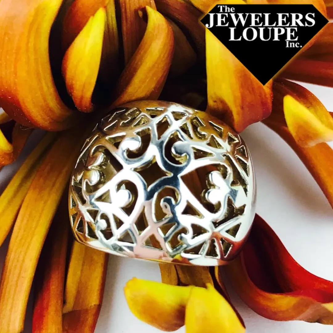 Southern Gates Sterling Silver Domed Scroll Ring, Size 8 (81110)