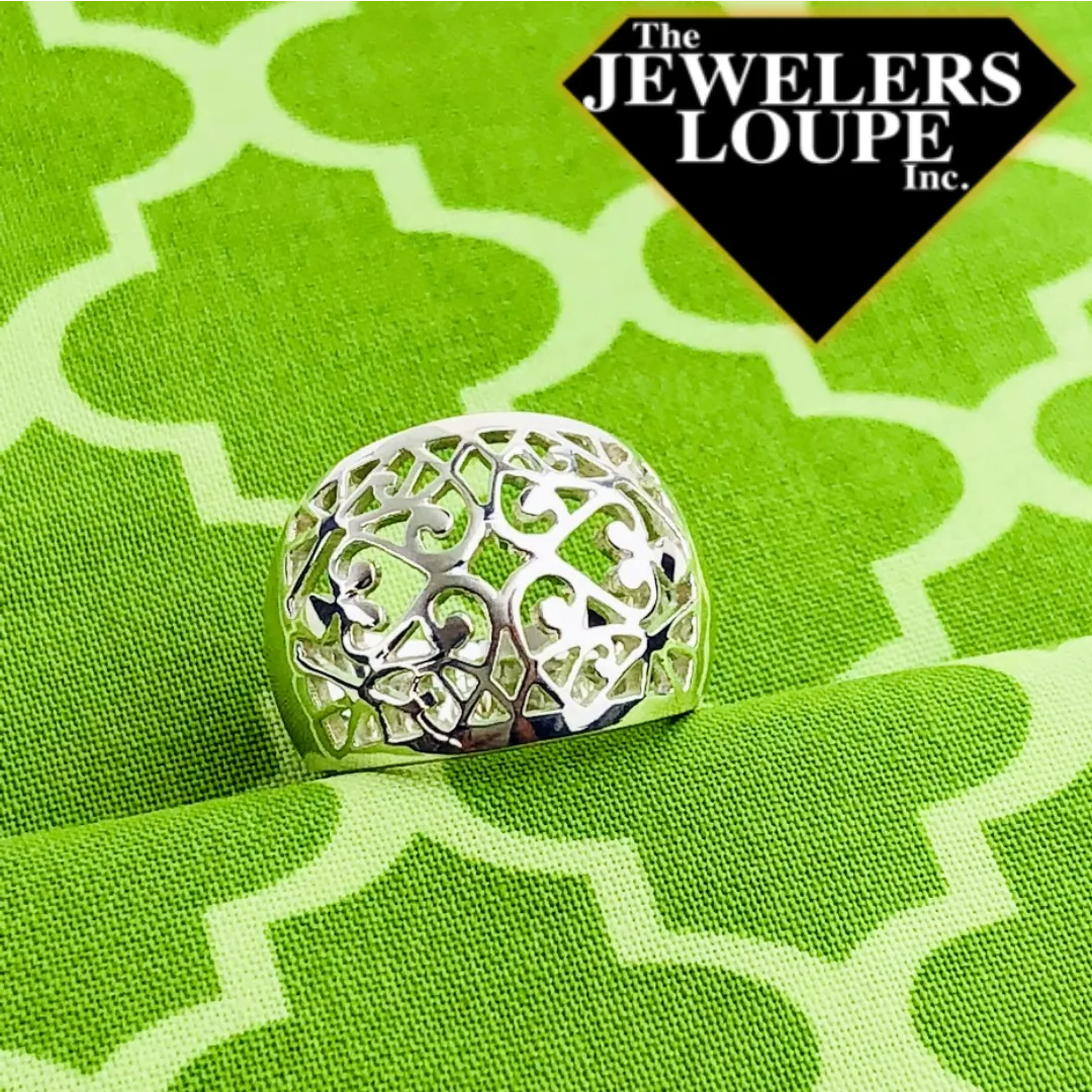 Southern Gates Sterling Silver Domed Scroll Ring, Size 8 (81110)