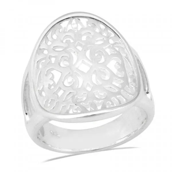 Southern Gates Sterling Silver Oval Scroll Ring, Size 7 (82027)