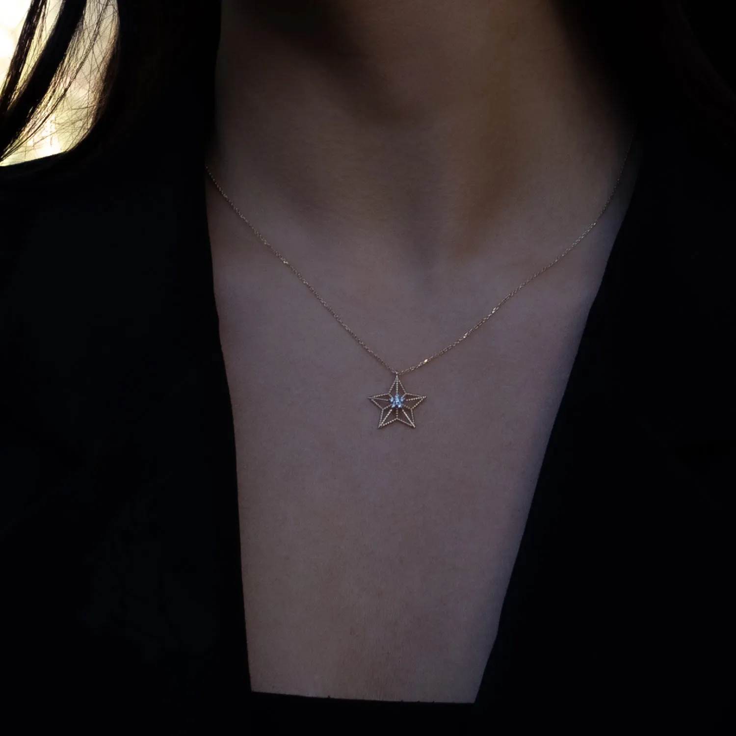 Spiritual Guiding Star Diamond Gold Necklace