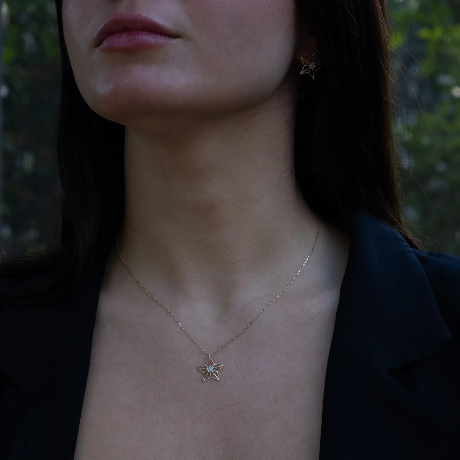 Spiritual Guiding Star Diamond Gold Necklace
