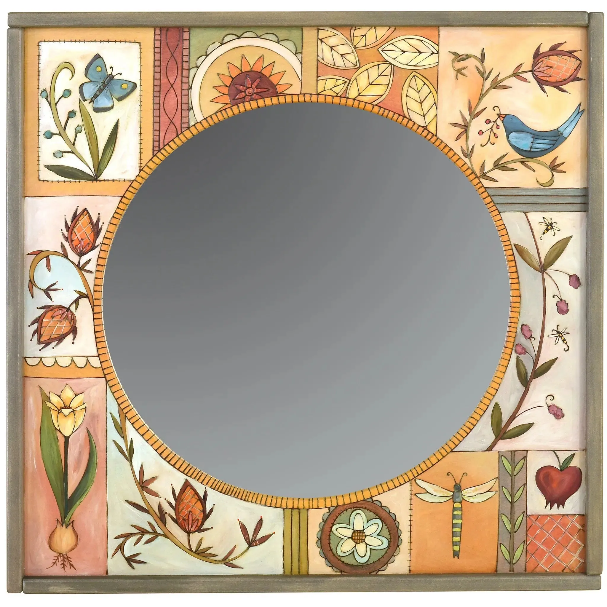 Square Framed Circular Mirror by Sticks MIR038-D75197