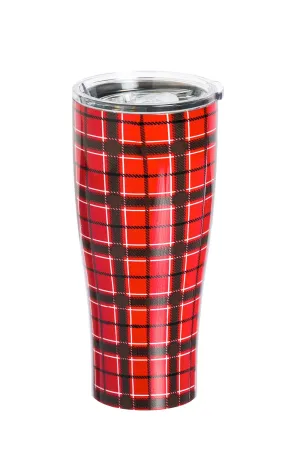 Stainless Steel Beverage Cup, 17 oz., Red Plaid,3ssh6151c